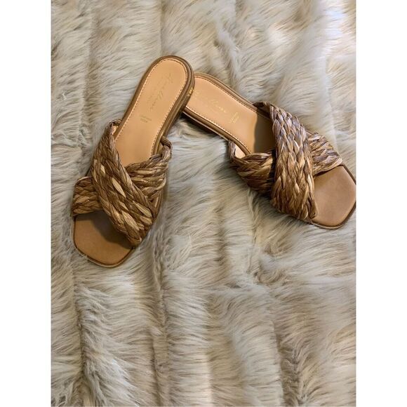 Avellini Straw Leather Sandals Size 41/10 - Picture 1 of 7